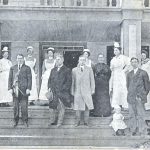 Postal del personal en blanco y negro del pasado